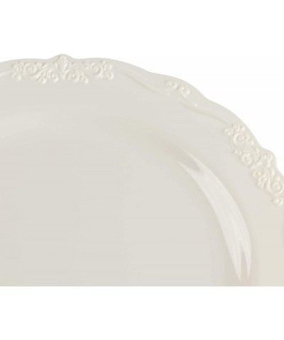 25 Pack Plastic Dinner Plates for Party- Cream with Fine Detailing (10 Inches) - CG18H06KQ2A $20.50 Tableware