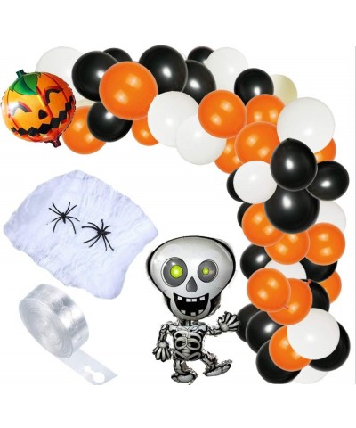 Hallowen Balloon Arch 124PCS White Black Orange Pumpkins Skeleton Balloons for Hallooween Party Decoration Indoor Outdoor Bir...