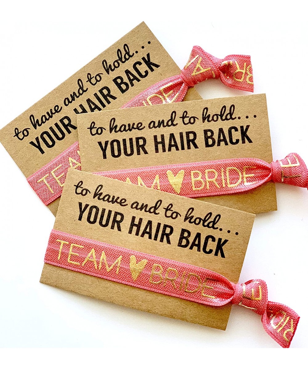 To Have & To Hold Your Hair Back Favors - Team Bride - Bachelorette Hair Tie Favors (Coral) - Coral - CY186D2XC4K $11.80 Favors