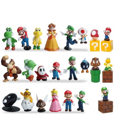 Super Mario Action Figures Toy 23 Pcs 1.42"~2.68" Mario、Luigi、Yoshi、Peach Princess、Daisy Princess etc. Perfect Super Mario Ca...