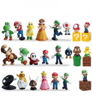 Super Mario Action Figures Toy 23 Pcs 1.42"~2.68" Mario、Luigi、Yoshi、Peach Princess、Daisy Princess etc. Perfect Super Mario Ca...