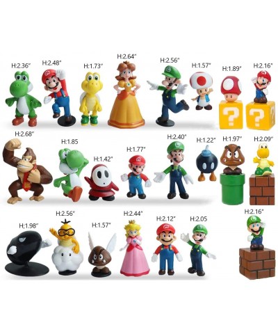 Super Mario Action Figures Toy 23 Pcs 1.42"~2.68" Mario、Luigi、Yoshi、Peach Princess、Daisy Princess etc. Perfect Super Mario Ca...