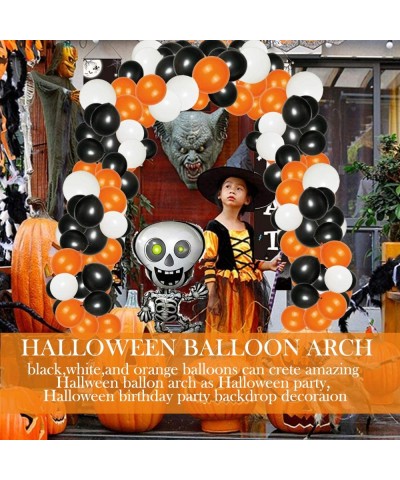 Hallowen Balloon Arch 124PCS White Black Orange Pumpkins Skeleton Balloons for Hallooween Party Decoration Indoor Outdoor Bir...
