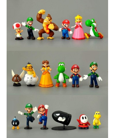 Super Mario Action Figures Toy 23 Pcs 1.42"~2.68" Mario、Luigi、Yoshi、Peach Princess、Daisy Princess etc. Perfect Super Mario Ca...