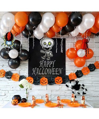 Hallowen Balloon Arch 124PCS White Black Orange Pumpkins Skeleton Balloons for Hallooween Party Decoration Indoor Outdoor Bir...