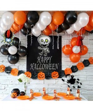 Hallowen Balloon Arch 124PCS White Black Orange Pumpkins Skeleton Balloons for Hallooween Party Decoration Indoor Outdoor Bir...