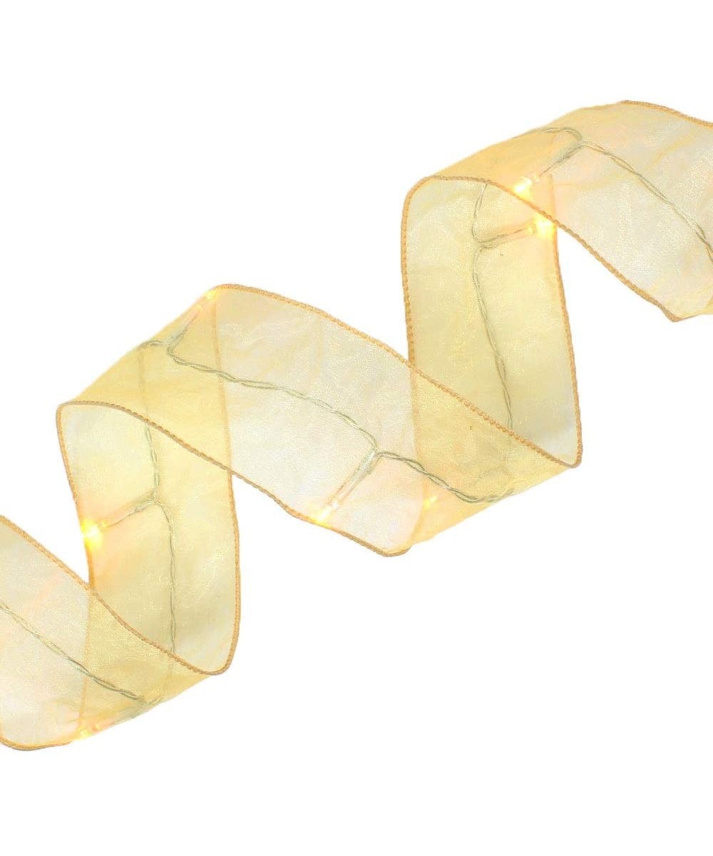 Battery Operated LED 9ft Organza Ribbon Lights - Color Yellow - Decorations for The Holidays- Parties- and Life Celebrations!...