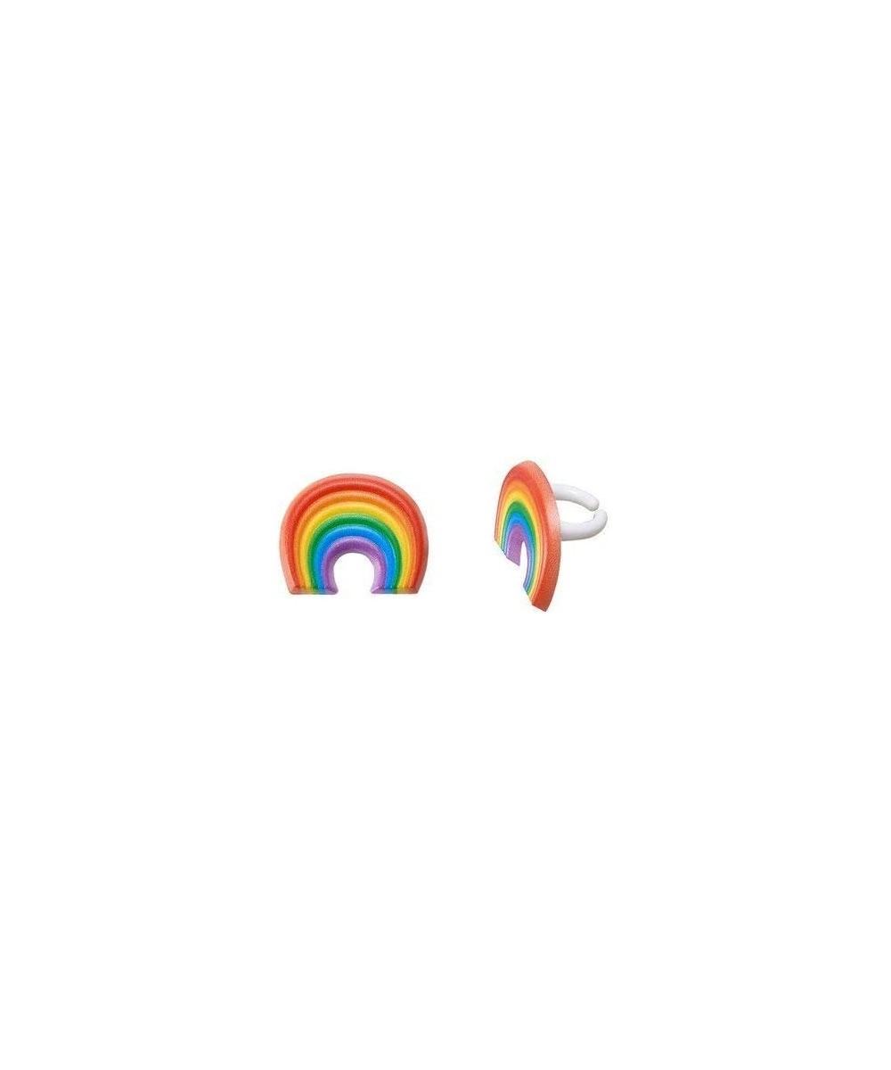 Rainbow Cupcake Rings - 24 pc - C91878RCZHN $7.30 Cake & Cupcake Toppers