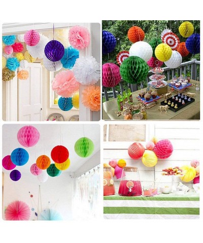 15Pcs 3 inch 6 inch 8 inch Paper Honeycomb Balls Party Pom Poms Paper Balls Partners Design Art Craft Hanging Pom-Pom Ball Pa...