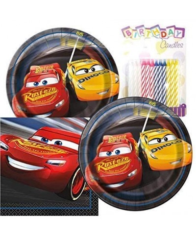 Cars 3 Birthday Party Pack - Includes 7" Paper Plates & Beverage Napkins Plus 24 Birthday Candles - Serves 16 - C918Q93I0QL $...