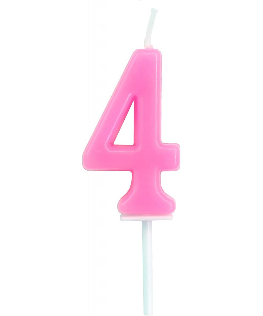 Pink Birthday Candle for Smash Cake Cupcakes- Number 4 - Number 4 - C918WUQQS23 $5.27 Cake Decorating Supplies