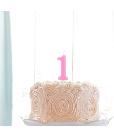 Pink Birthday Candle for Smash Cake Cupcakes- Number 4 - Number 4 - C918WUQQS23 $5.27 Cake Decorating Supplies