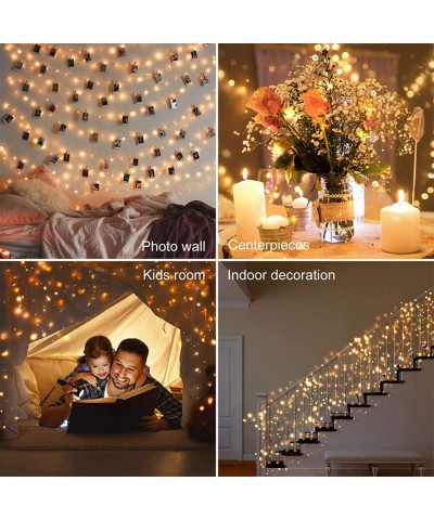 Upgraded String Lights with Photo Clips Battery & USB Powered- 100 LED 33 Ft Fairy Lights with Remote Timer- Copper Wire Twin...