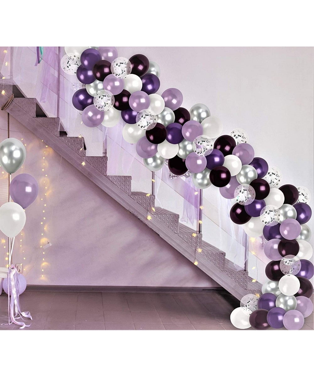 Metallic Purple Balloon Garland Kit Purple Silver White Balloon Arch Elephant Baby and Bridal Graduation Shower Wedding Decor...