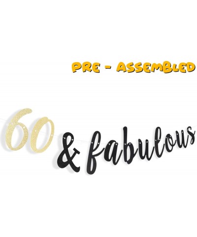 60 & Fabulous Black and Gold Glitter Bunting Banner 60 Years Old Happy 60th Birthday Anniversary Party Decorations. - 60th - ...