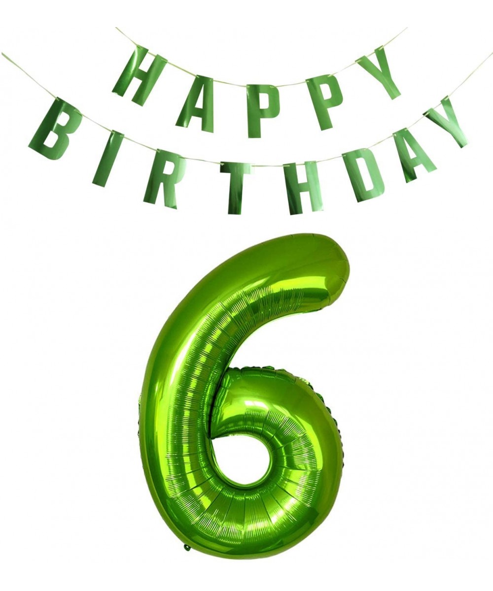 40 Inches Large Green Numbers 0-9 Foil Balloons and Shiny HAPPY BIRTHDAY Banner Kits for Boys and Girls Birthday Party Suppli...