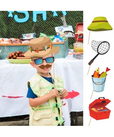 25Pcs Gone Fishing Photo Booth Props with Stick- O-Fish-Ally Selfie Props- Little Fisherman Party Supplies- The Big One Birth...