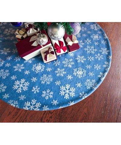 Blue Christmas Tree Skirt- 48 inches Xmas Tree Skirt with White Snowflakes for Christmas Holidays Decoration - 48" Blue With ...