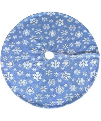 Blue Christmas Tree Skirt- 48 inches Xmas Tree Skirt with White Snowflakes for Christmas Holidays Decoration - 48" Blue With ...