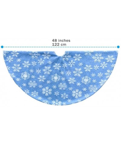 Blue Christmas Tree Skirt- 48 inches Xmas Tree Skirt with White Snowflakes for Christmas Holidays Decoration - 48" Blue With ...