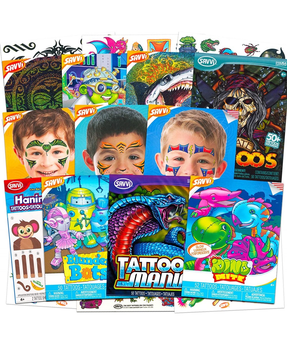 Temporary Tattoos for Boys Mega Set Bundle with Over 375 Tattoos ~ Includes Sharks- Pirates- Animals- Monsters- Robots- Dinos...