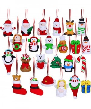 Christmas Countdown Advent Calendar Ornaments 24 Set 3D Clay Figurine Ornaments Santa Snowman Angel Penguin Doll Hanging Tree...