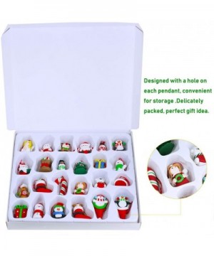 Christmas Countdown Advent Calendar Ornaments 24 Set 3D Clay Figurine Ornaments Santa Snowman Angel Penguin Doll Hanging Tree...