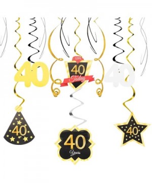 40 Birthday Decoration Happy 40th Birthday Party Silver Black Gold Foil Hanging Swirl Streamers I'm Forty Years Old Today Bir...