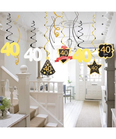 40 Birthday Decoration Happy 40th Birthday Party Silver Black Gold Foil Hanging Swirl Streamers I'm Forty Years Old Today Bir...