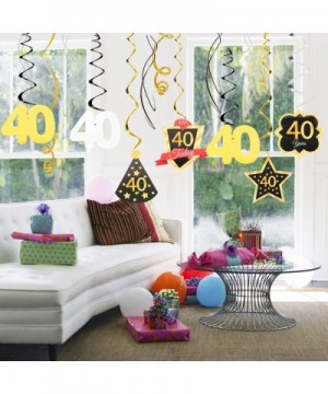 40 Birthday Decoration Happy 40th Birthday Party Silver Black Gold Foil Hanging Swirl Streamers I'm Forty Years Old Today Bir...