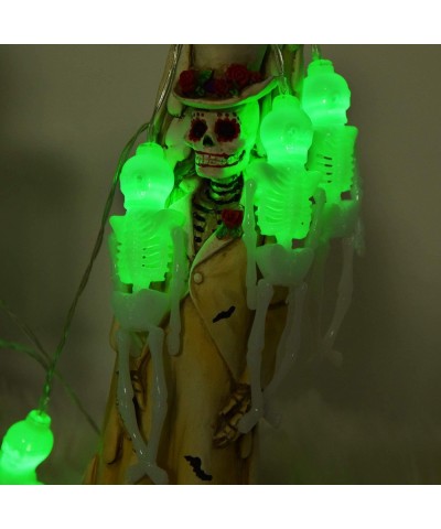 Skeleton Skull Lights- Halloween Skull Lights Decorations- 15-LED Battery Operated Halloween Party Lights for Indoor & Outdoo...