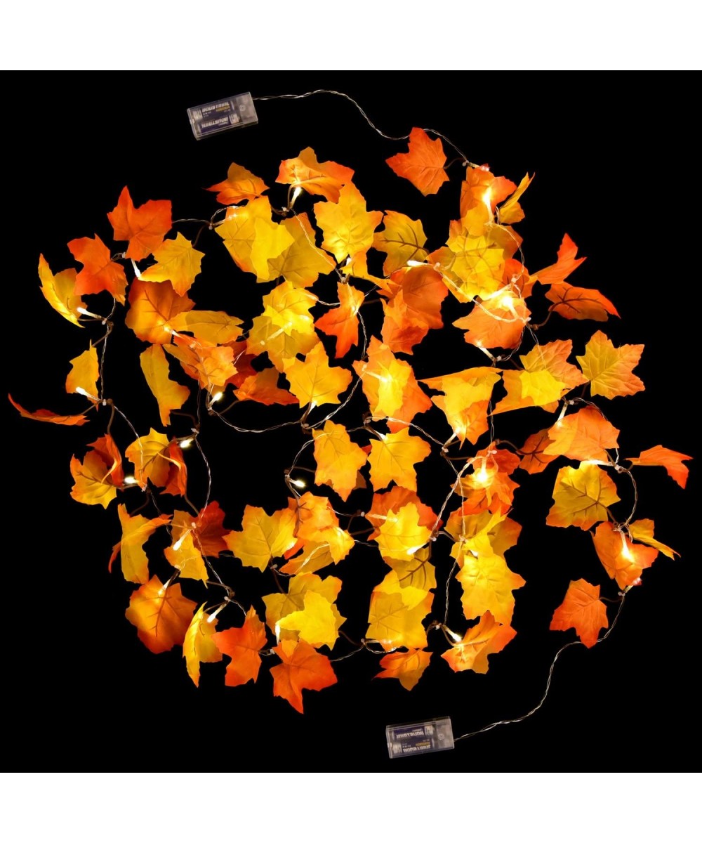 8.2 Feet/ 2.5 Meters Maple-Leaves LED Garland Light Orange Fall Decor Light with 20 Warm White Lights for Thanksgiving Christ...