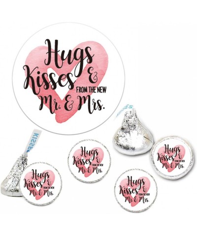 Chocolate Drop Labels Stickers- Hugs & Kisses from The New Mr. & Mrs- 300 Pack- Fits Hershey's Kisses Party Favors- Wedding S...