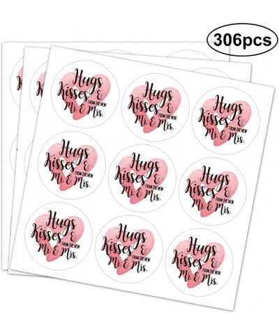 Chocolate Drop Labels Stickers- Hugs & Kisses from The New Mr. & Mrs- 300 Pack- Fits Hershey's Kisses Party Favors- Wedding S...