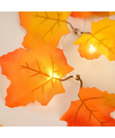 8.2 Feet/ 2.5 Meters Maple-Leaves LED Garland Light Orange Fall Decor Light with 20 Warm White Lights for Thanksgiving Christ...