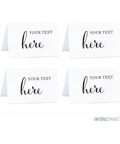 Personalized Food Station Buffet Table Tent Place Cards- Formal Black and White Print- 20-Pack- Custom Made Any Text- for Cat...