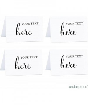 Personalized Food Station Buffet Table Tent Place Cards- Formal Black and White Print- 20-Pack- Custom Made Any Text- for Cat...