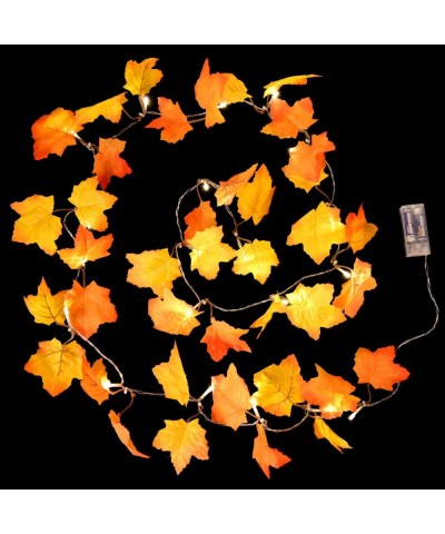 8.2 Feet/ 2.5 Meters Maple-Leaves LED Garland Light Orange Fall Decor Light with 20 Warm White Lights for Thanksgiving Christ...