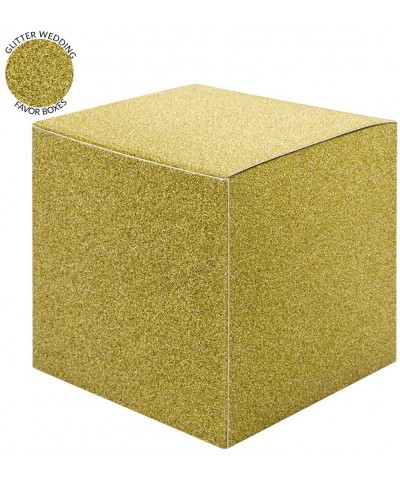 Glitter Gift Favor Tuck Boxes- 3" Cube Favor Box- Bulk 50-Pack- Party Favor Gift Box for Wedding Favors- Baby Shower- Graduat...