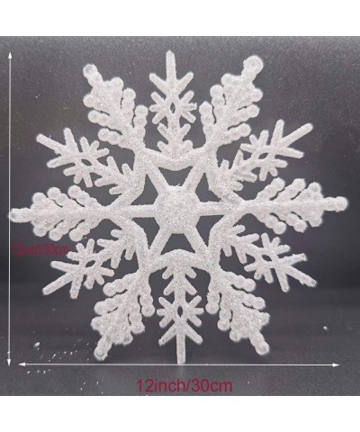Large Snowflakes Set of 5 White Glittered Snowflakes Approximately 12" D -Two Asst Designs Christmas Decorative Hanging Ornam...