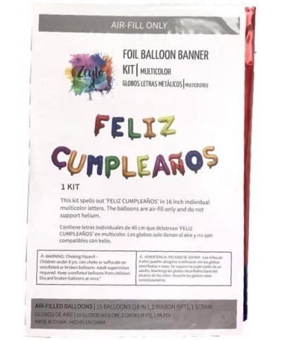 Feliz Cumpleaños 16 inch Letter Foil Mylar Balloon Banner Kit- Colorful - Multicolor - CM18DXHRQYE $7.83 Banners & Garlands