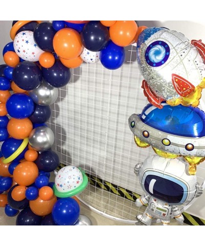 Space Party Balloons Garland Kit 112 Pcs- Blue Navy Orange Metallic Silver Latex Balloons Children Boy Girl Birthday Supplies...