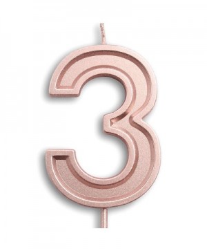 3.93" Large Rose Gold Birthday Candle Number 3 Cake Candle Topper for Kid's/Adult's Birthday Party - Rose Gold Number 3 - C61...