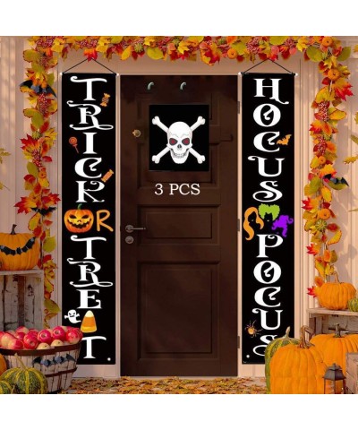 Trick or Treat Hocus Pocus Halloween Decorations for Door- Hocus Pocus Haning Porch Sign Banner for Front Door Porch Gate Gar...