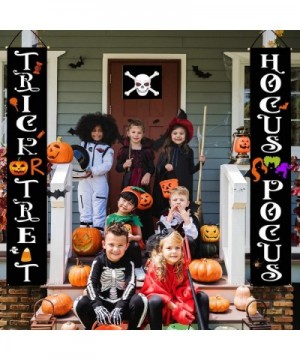 Trick or Treat Hocus Pocus Halloween Decorations for Door- Hocus Pocus Haning Porch Sign Banner for Front Door Porch Gate Gar...