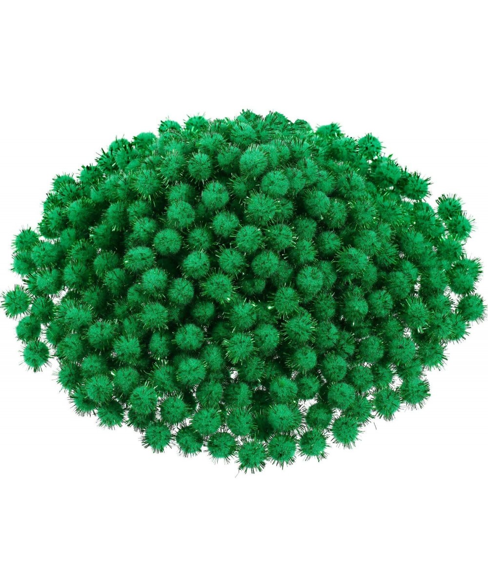 600 Pieces Christmas Pom Poms Glitter Pom Poms Arts and Crafts Making Balls for Christmas Craft Making Party Supplies (Green)...