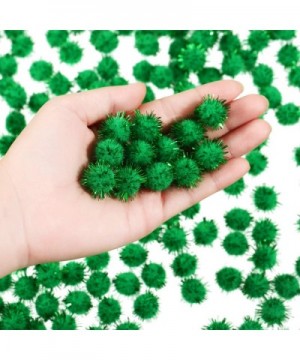 600 Pieces Christmas Pom Poms Glitter Pom Poms Arts and Crafts Making Balls for Christmas Craft Making Party Supplies (Green)...