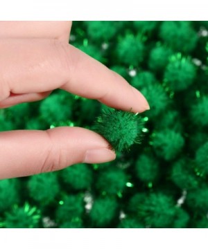 600 Pieces Christmas Pom Poms Glitter Pom Poms Arts and Crafts Making Balls for Christmas Craft Making Party Supplies (Green)...