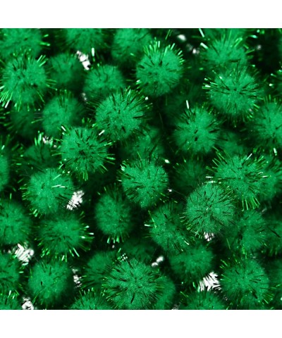 600 Pieces Christmas Pom Poms Glitter Pom Poms Arts and Crafts Making Balls for Christmas Craft Making Party Supplies (Green)...