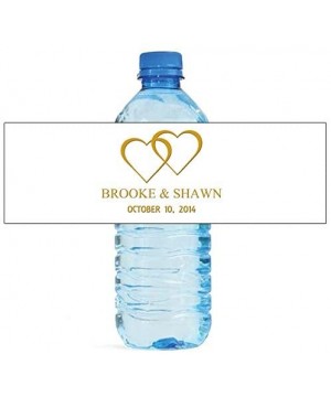 100 Modern White with Gold Wedding Anniversary Engagement Party Water Bottle Labels 8"x2 - CI12420DAY7 $18.41 Favors